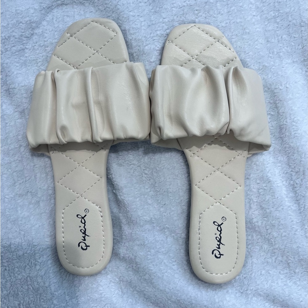 Cream sandals slides